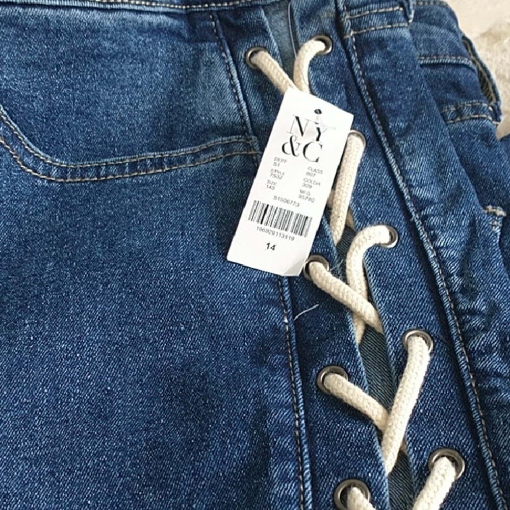 New York & Company Denim Lace-Up Boot Cut Jeans